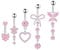 WATEFOER 14G Piercing Nombril 316L Acier Chirurgical, 5 Pièce Anneaux de Piercing Nombril Brillant Pendentif CZ Coeur Papillon Fleur, Piercing Ventre Anneau de Nombril pour Femme Homme (Rose CZ)