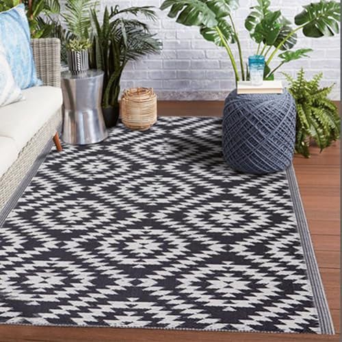 Bestlivings Outdoor Teppich Wetterfest und UV-Beständig (160x230cm / Karo) Teppich aus Kunststoff für Garten, Balkon, Terrasse - Outdoorteppich
