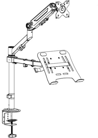 PUTORSEN Monitor Halterung mit Laptop Arm für 17-35 Zoll LCD LED Bildschirm bis zu 17“ Notebook, Monitor Laptop Halterung Schreibtisch mit Klammer, Max Load 12 KG, VESA 75/100 mm