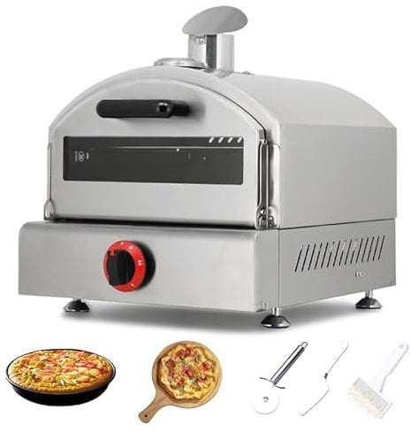 Forno commerciale per pizza a gas con termometro integrato e griglia per griglia, perfetto per cucinare all'aperto e fare la pizza veloce