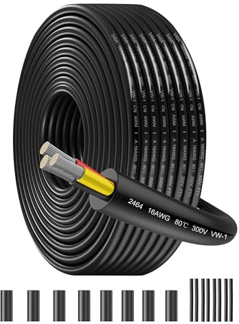 SCHDRA UL2464 16AWG 3x1,5mm² Cavo Elettrico Bassa Tensione, 15m | Rame stagnato multifilo, PVC flessibile. Per LED, sensori, solare e auto.