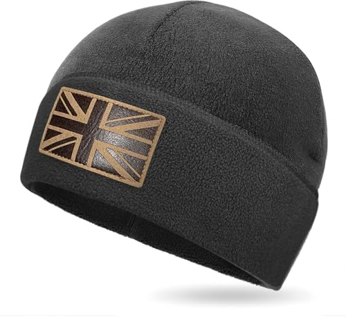 Outdoor Shaping UK Flag Tactical Beanie Recycled Fleece Material Sustainable Warm Ideal for Hiking and Tactical Use