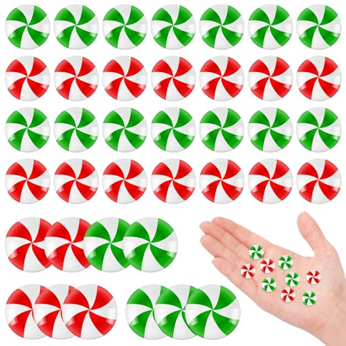 Mini Zuckerstangen Weihnachtsdeko, 60pcs Bonbon Deko Weihnachten, Zuckerstangen Deko, Mini Candy Deko, Weihnachtsbonbon Künstliche Süßigkeiten, für DIY Basteldekorationen, Heimdekoration