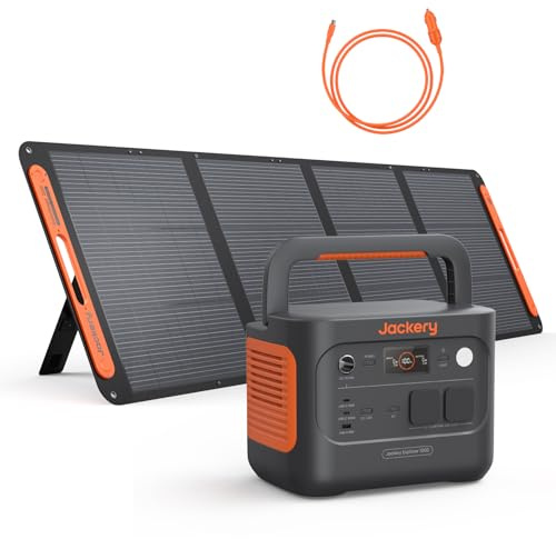 Jackery Tragbare Powerstation E1000 v2 mit 200W Solarpanel & Kfz-Kabel | 1070Wh LiFePO4-Solargenerator mit 1500W AC/100W USB-C, DC8020-Kfz-Ladekabel und 1 Std. Schnellladung für Roadtrips/unterwegs