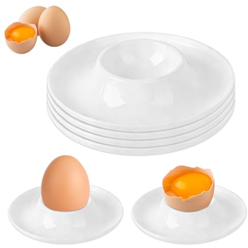 LiangSanXin 6Pcs White Plastic Egg Cups Holders for Soft & Hard Boiled Eggs | Stable egg stand tray design, lightweight and fully dishwasher safe for daily breakfast use