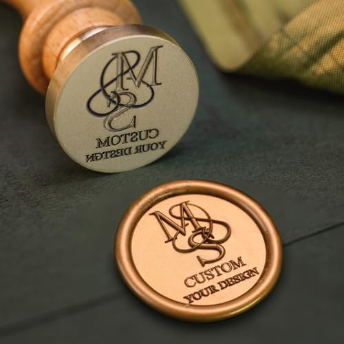 Personalisierter Siegelstempel, Initialen und eigenes Motiv | Personalisierter Siegelstempel mit Initialen, Namen oder Motiv für Hochzeitseinladungen, Karten und Geschenkverpackungen