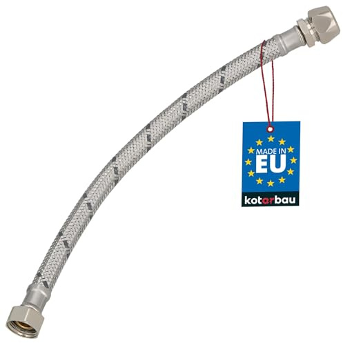 KOTARBAU® Flexschlauch, Wasserschlauch 30 cm, Panzerschlauch 3/8“ x 3/8“ | ÜM x Quetsch, Anschlussschlauch für Armatur & Sanitär, Schlauch Für Wasserhahn, Edelstahlummantelt, Silber