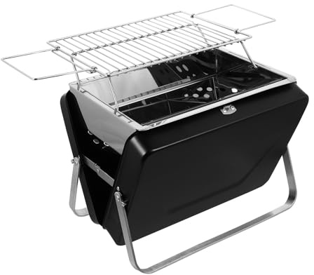 Housoutil Portable Folding Bbq Grill Lightweight Metal Briefcase Style Barbecue Grill for Outdoor Activities and Patio Use
