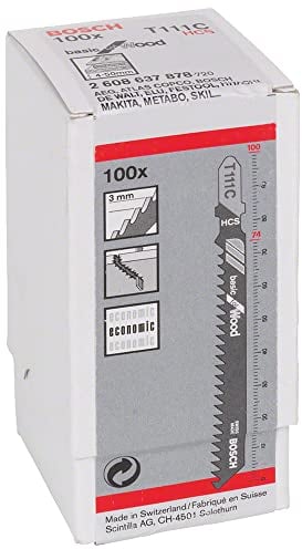 Bosch Professional 100 x Hojas de sierra de calar T 111 C (para Madera blanda, corte recto, accesorios Sierra de calar)
