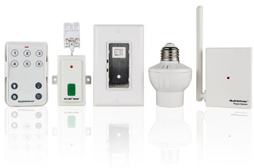 Skylinkhome SK-4 Lighting/Garage Kit, Includes 10 Button Remote, Wall Dimmer, Plug in Dimmer, Screw-in Dimmer and Smart Button, Off White