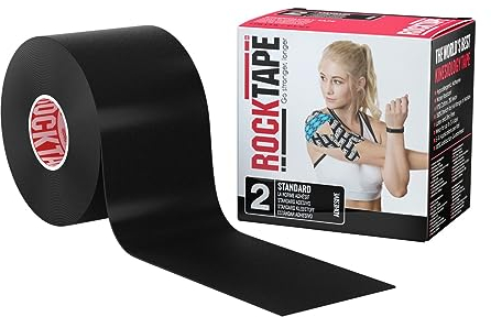 Rocktape 5cm x 5m, Black, Therapy Tape for Muscle Support and Joint Stability, Kinesiology Tape for Treating Muscle Soreness and Common Sports Injuries, Flexible Biomechanical Wrap