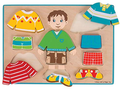 Bigjigs Toys Educational Wooden Dressing Boy Jigsaw Puzzle - Mix and Match Dress Up Puzzle