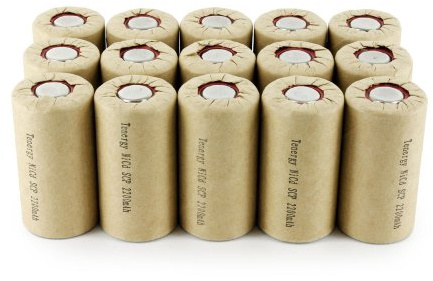 Tenergy 1.2V NiCd SubC 2200mAh Paper Wrapped Rechargeable Battery Flat Top - 15 Pack