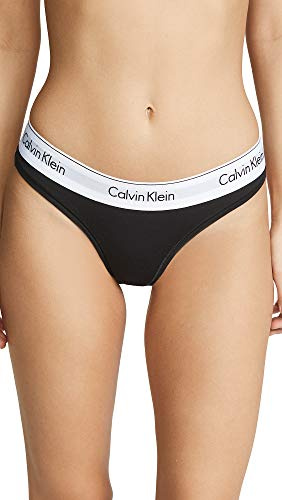 Calvin Klein Women's Modern Cotton Thong Panty, Black, Small