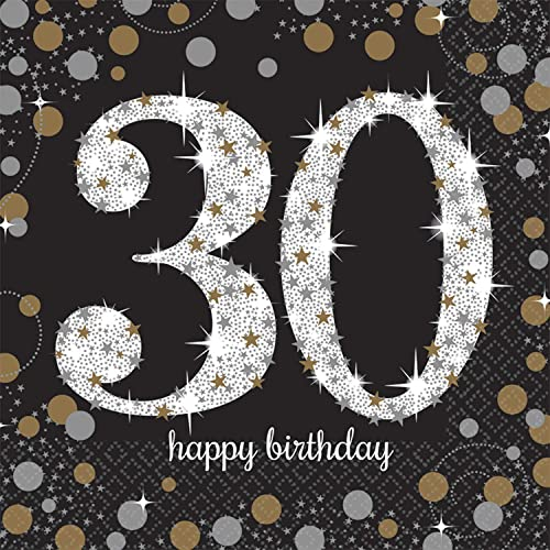 Amscan 511545 - Servietten 40. Geburtstag, 16 Stück, 33 x 33 cm, Happy Birthday, Sparkling Celebration