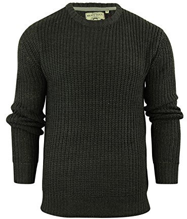 BRAVE SOUL Mens Jumper Binary Fisherman Knitted Crew Neck Sweater Grey