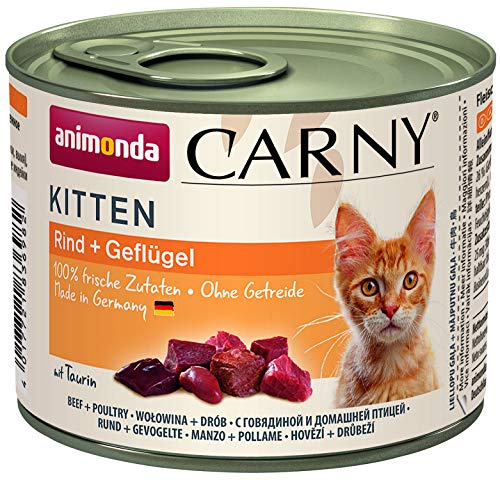 animonda Carny Kitten Katzenfutter, Nassfutter Katzen bis 1 Jahr, Geflügel-Cocktail, 6 x 200 g