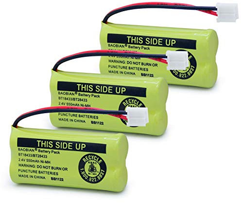 BAOBIAN 2.4V Rechargeable Cordless Phone batteries for AT&T/Lucent BT-18433 BT-184342 BT-28433 BT-284342 BT-6010 BT-8000 BT-8001 BT-8300 Empire CPH-515D CPH515D(Pack of 3)