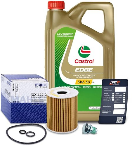 1x Ölwechsel Set - MAHLE ÖLFILTER + 5 L CASTROL EDGE TITANIUM FST 5W-30 LL