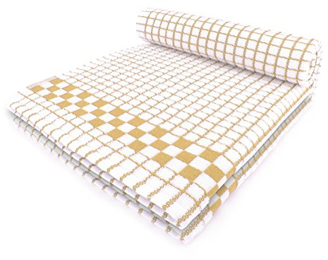 Fecido Classic Kitchen Tea Towels - Heavy Duty - Super Absorbent - 100% Cotton - Professional Grade Dish Cloths - European Made Tea Towels - Set of Two, Beige