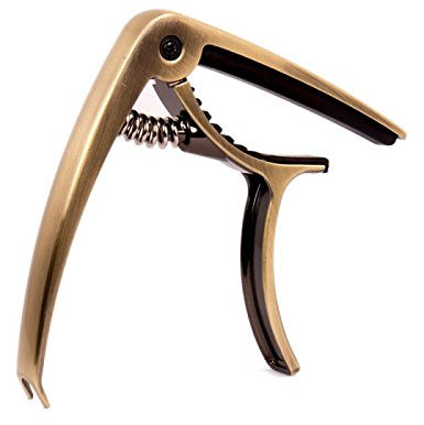 Capotasto professionale deluxe per chitarra acustica elettrica classica a 6 corde, cambio rapido anche per ukulele, basso, banjo e mandolino, in lega di zinco leggera (bronzo)