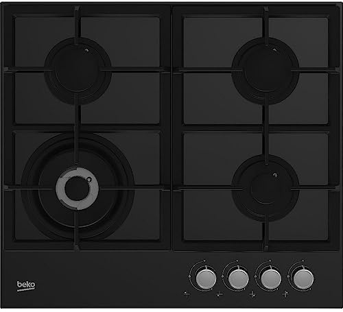 Beko HILW 64225 S, Schwarz, integriert, Gaskochfeld, Glas, 1000 W, 1750 W, Schwarz