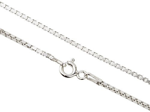 AKA Gioielli® - Collar Mujer Plata De Ley Esterlina 925 Rodio - Cadena de Eslabón Cuadrado Corte Diamante 1.4mm - 60 cm de largo