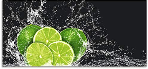 ARTland Spritzschutz Küchenrückwand aus Alu für Küche Herd Spüle 120x55 cm (BxH) mit Motiv Essen Obst Früchte Limette Eiswasser Modern Dunkel H9KL