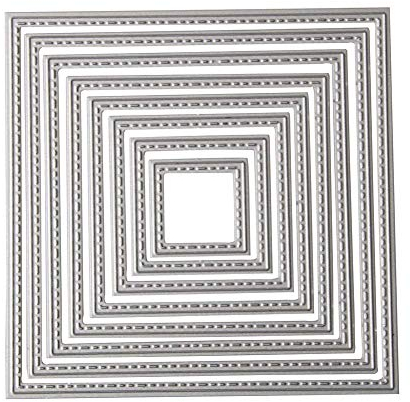 Stanzschablonen Platz, U-horizon 7pcs Squares Cutting Dies Metall Schablonen Papierbasteln für DIY Scrapbooking, Fotoalbum, Karte, Papier Dekoration, Geschenk