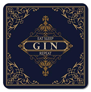 Interluxe LED Untersetzer - Eat Sleep Gin Repeat - leuchtende Glasuntersetzer als Tischdeko oder Bardeko für Gin-Tonic
