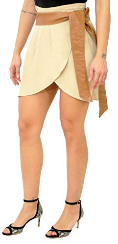 Twinset Rock aus Canvas und Gürtel aus Kunstleder Nougat, 201TT2212 00519_NOUGAT_44, Beige, 201TT2212 00519_NOUGAT_44 38