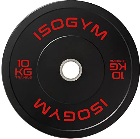 ISOGYM Impact Bumper Plate 10KG Single Black Rubber Olympic Weight Plate for 2 inch 50mm Bars
