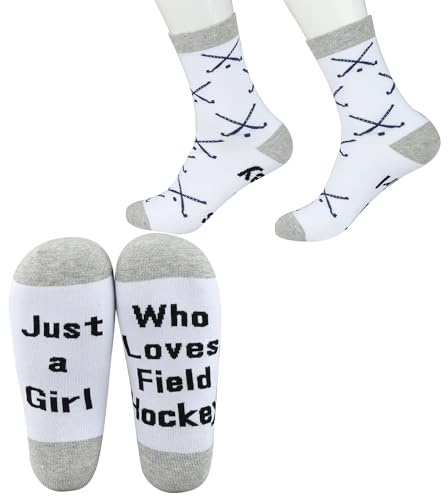 CMNIM Girls Field Hockey Gift Novelty Socks - Just a Girl Who Loves Field Hockey - Gift for Players and Lovers (2 Pairs)