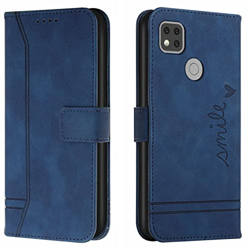 Lihondar Funda para Xiaomi Redmi 9C, Premium PU Cuero Billetera Tapa Flip Protectora Carcasa Libro Case Magnético con Tapa y Ranura para Tarjetas Piel Cartera para Xiaomi Redmi 9C (Azul)