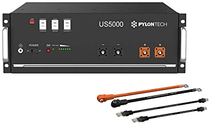 Pylontech 1x US5000 LiFePO4 Batterie 4,8kWh mit Wechselrichter-Anschlusskabelset