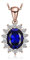 JewelryPalace Oval 3.2ct Erstellt Saphir Prinzessin Diana Kate Middleton Kette Anhänger, Schmuck Set Blau, Halsketten Damen Silber 925 Collier Edelstein Mädchen, Ketten Frauen Geschenk Rosegold 45CM