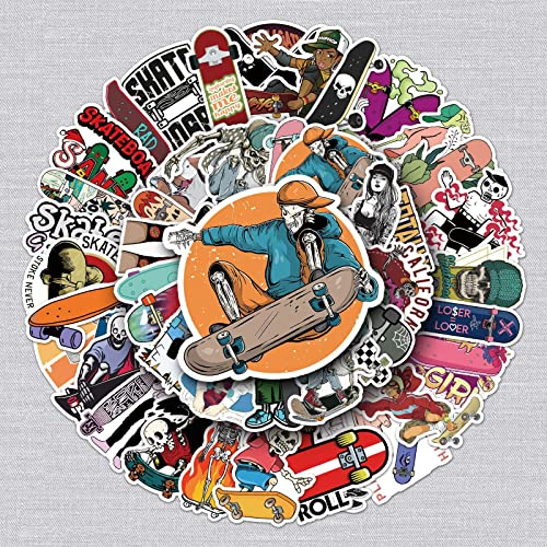 Skateboarding Aufkleber Skateboard Sticker Set 50 Stücke Niedlich Deko für Auto Laptop Skateboard Fahrrad Moped Motorrad Fahrrad Computer,Geeignet für Erwachsene Kinder