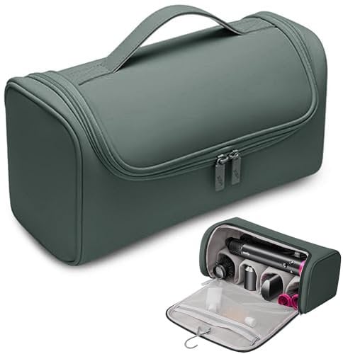 Linpr Travel Case Compatible with Dyson Airwrap Styler, Portable Storage Bag for Hair Curler and Attachments, Waterproof Travel Organizer with Hanging Hook Multi-pockets (Green)