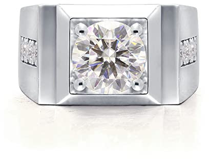 Bishilin Hochzeit Ring Weissgold 585 Herren, Eheringe mit Moissanit 2ct Siegelring Trauringe Nickelfrei Verlobungsringe für Männer Gr.67