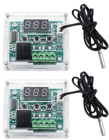 W1209 Regolatore di Temperatura Modulo RUIZHI 2 Pezzi DC12V Display digitale Termostato Termometro display digitale con 10A Uscita a relè 10A Sonda impermeabile da 0,5 metri