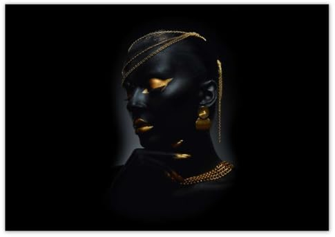 H8890M_PL1Z Foto-Poster, Motiv Frauengesicht in Gold, 100 x 70 cm