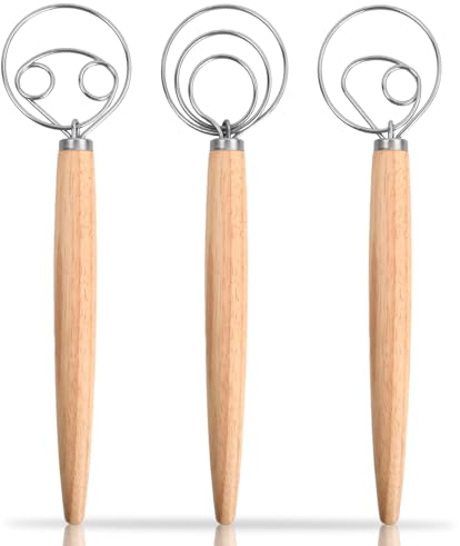3 Stücke Dänischer Teigbesen, Dänischer Schneebesen Set, Brot Teigmischer 13 Zoll, Brotteig Schneebesen Mixer, Eierschläger für Küche, Brot, Teig, Kuchen, Gebäck