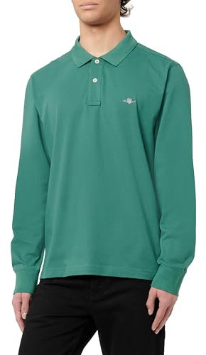 GANT REG Shield LS Pique Polo Shirt, Woody Green, XXL