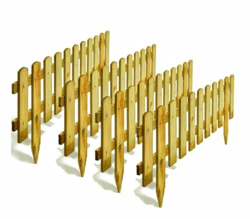 Pack of 4 x Wooden Panel Picket Fencing - Garden Wood Border Fence(99cmx40cm)