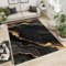 JUFUMUP Nordischer Luxus Schwarzgold Teppiche Gegend, Abstrakter Marmor Teppich Wohnzimmer Kurzflor - für Wohnzimmer, Schlafzimmer, Esszimmer 120 x 170 cm