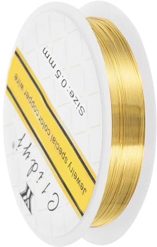 sourcing map 0.5mm/24 Gauge Copper Wire for Jewelry Making, 1 Roll Craft Tarnish Resistant Beading Wire for Jewelry Making Supplies (Gold)