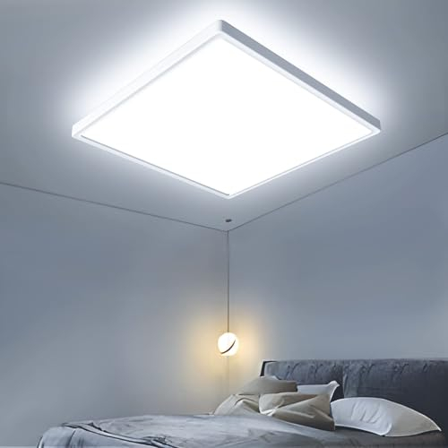 OTREN Plafonnier LED Carré, 6500K Moderne Luminaire Intérieur, IP44 Lampe Plafond pour Salle de Bain Salon Chambre Cuisine Bureau, 30CM 2400LM
