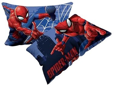 Spiderman, Set mit 2 Kissenbezügen aus Baumwolle, 2 Stück, 100% Baumwolle, 50 x 80 cm, Hotelverschluss