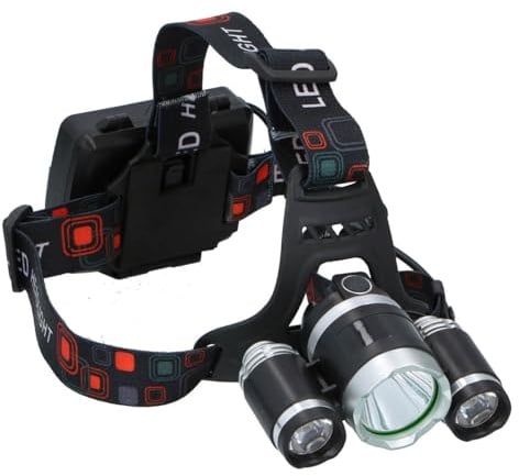 GRUNDIG Stirnlampe LED Wiederaufladbar - Kopflampe 3 Lichtpunkte mit 200 Lumen - Verstellbarer Kopfriemen und Wetterfest - für Outdoor und Arbeit