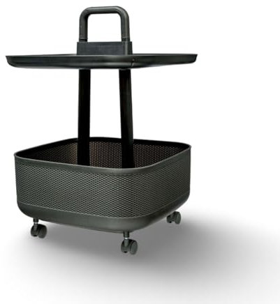 BURI Tischwagen Anthrazit Outdoor-Servierwagen Beistelltisch Getränkewagen Küchenwagen Rollwagen Beistellwagen